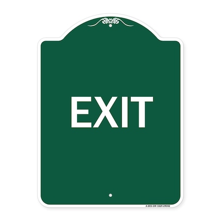 Signmission Designer Series Sign-Exit 1, Green & White Aluminum Architectural Sign, 18" H, 24" L, GW-1824-24042 A-DES-GW-1824-24042